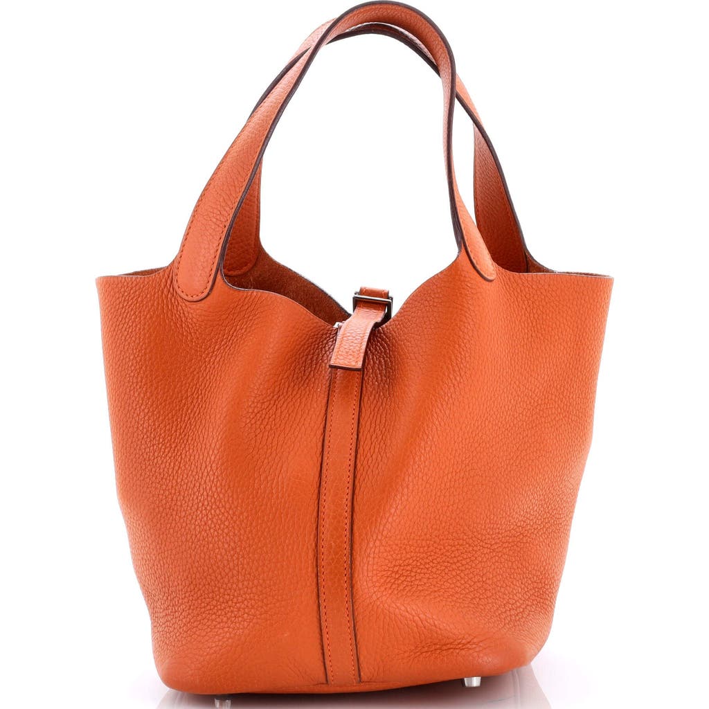 Pre-owned Hermes Hermes Picotin Lock Bag Clemence Mm In Orange