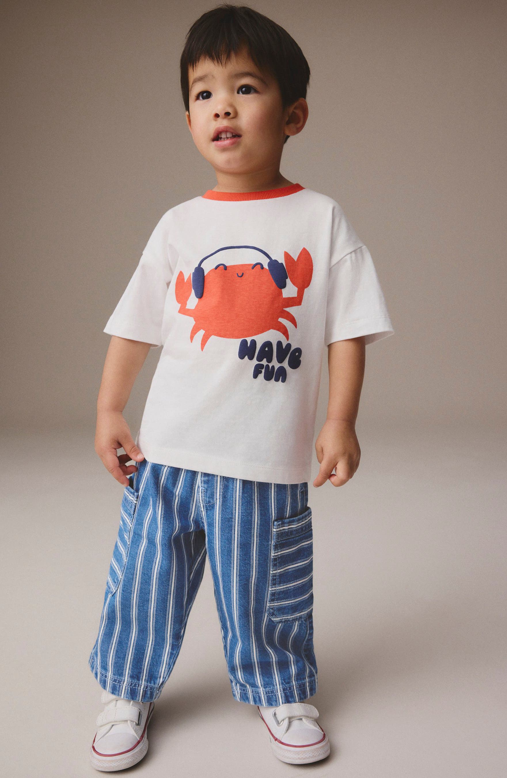 NEXT Kids' Stripe Wide Leg Cargo Jeans — фото 3