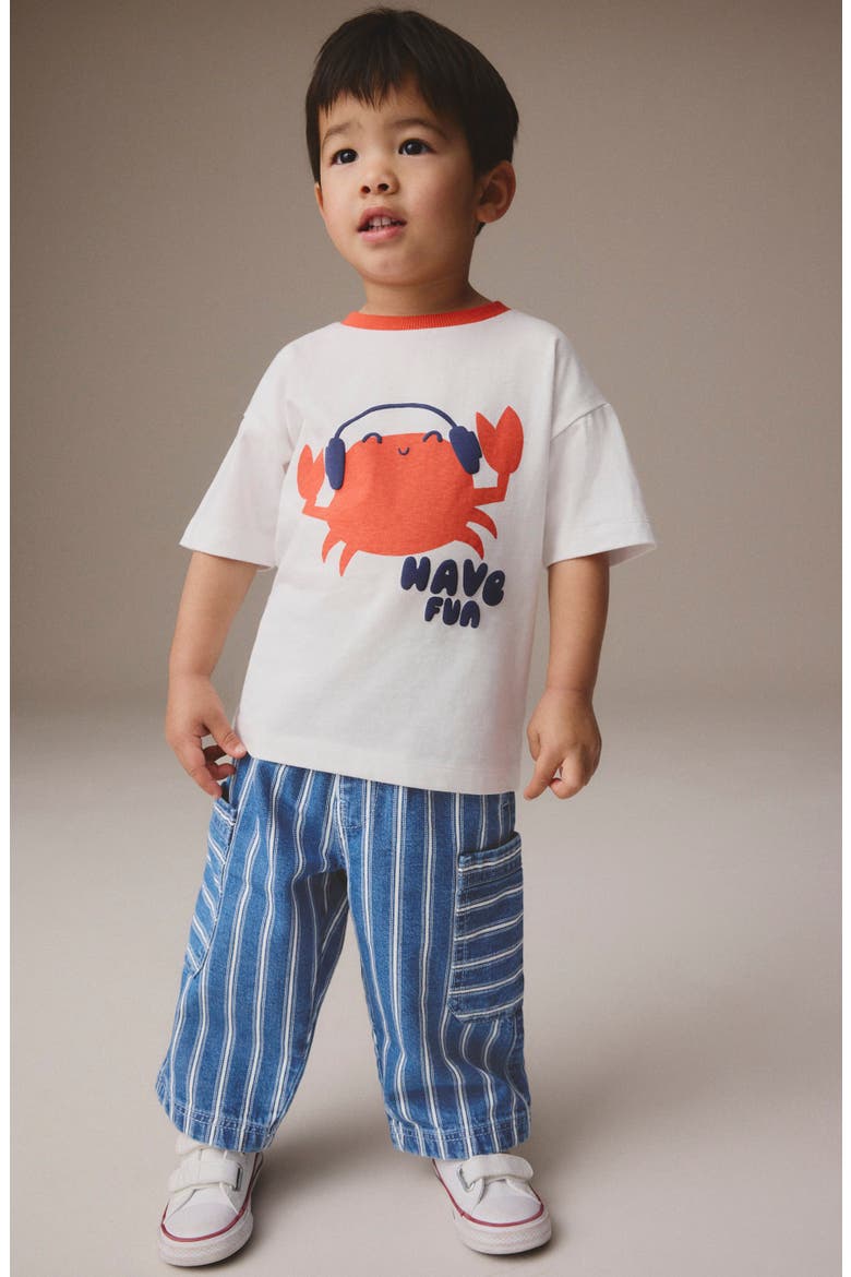 Kids' Stripe Wide Leg Cargo Jeans, Alternate, color, BLUE