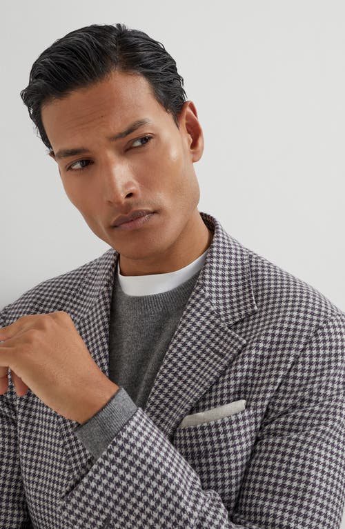 Brunello Cucinelli Houndstooth Deconstructed Blazer In Gray