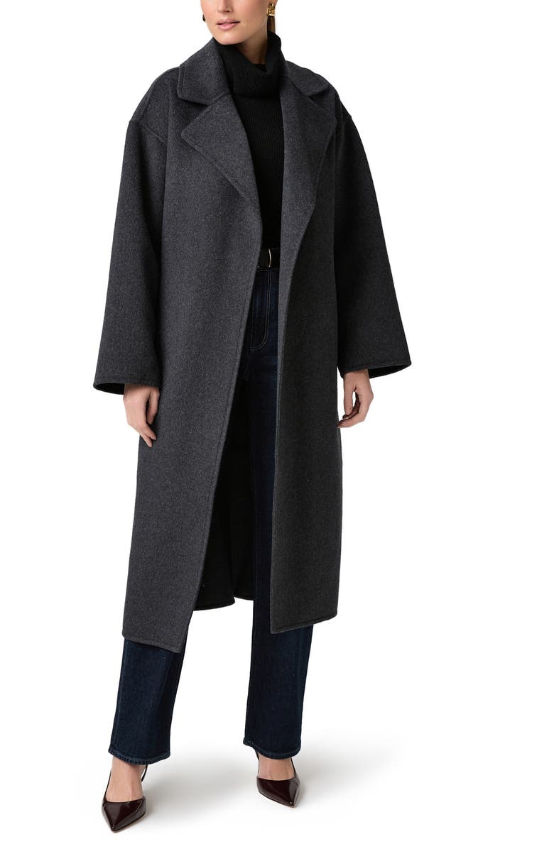 PAIGE Connery Belted Wool Blend Longline Coat, Alternate, color, Dark Charcoal