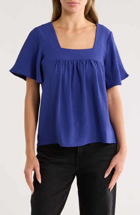 Bobeau Square Neck Short Sleeve Top