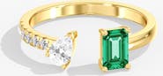 Everlee Pear and Green Emerald Open Duo Lab Diamond Ring in 14K