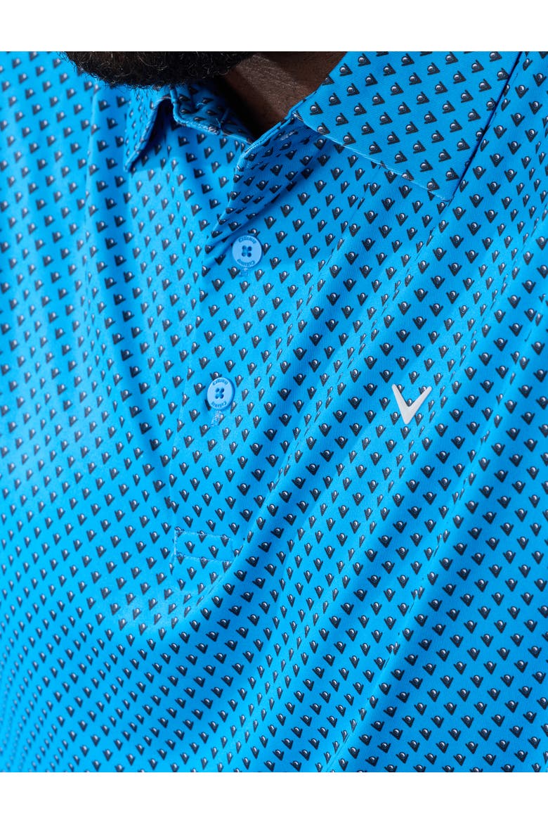 Big & Tall Golf Print Performance Polo Shirt, Alternate, color, BRILLIANT BLUE