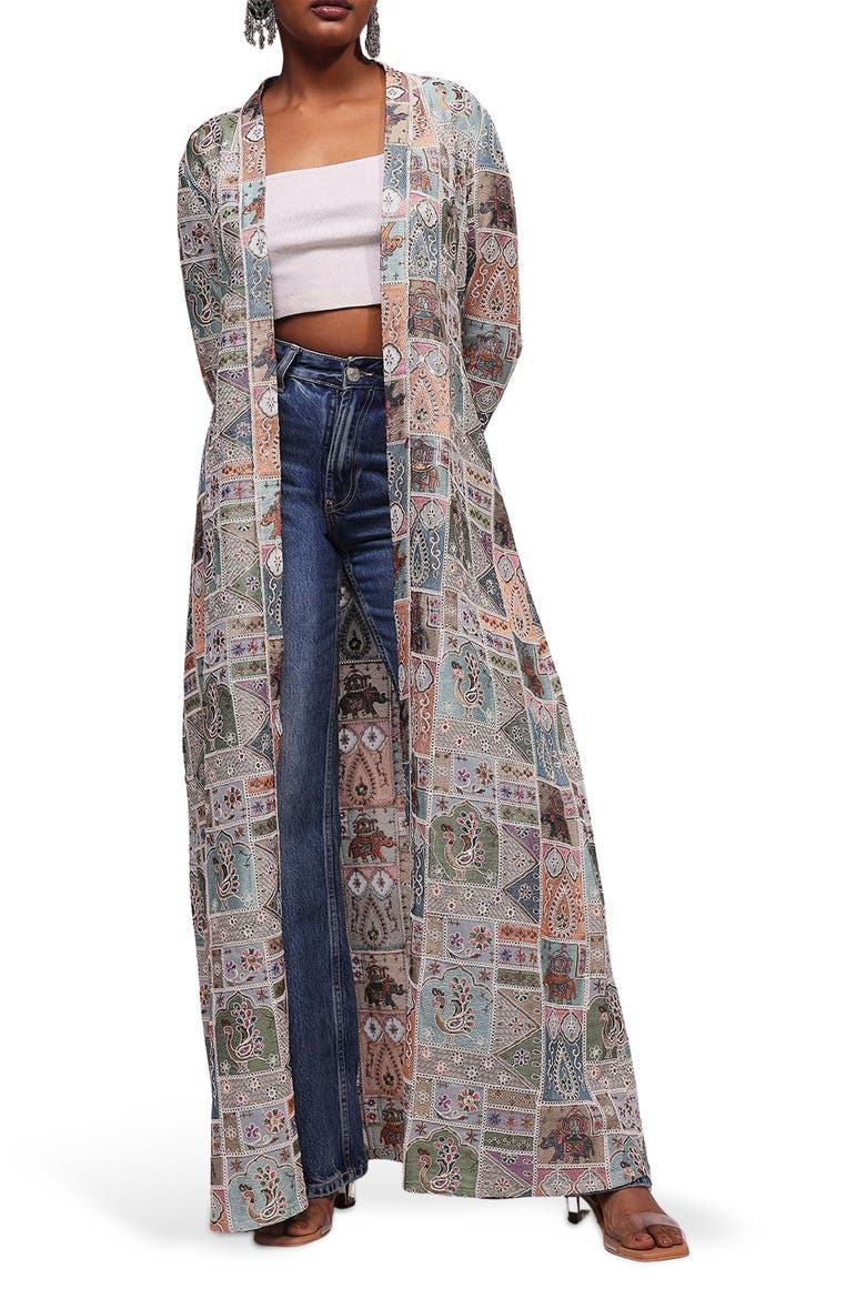 Print Cotton Duster, Main, color, BLUE
