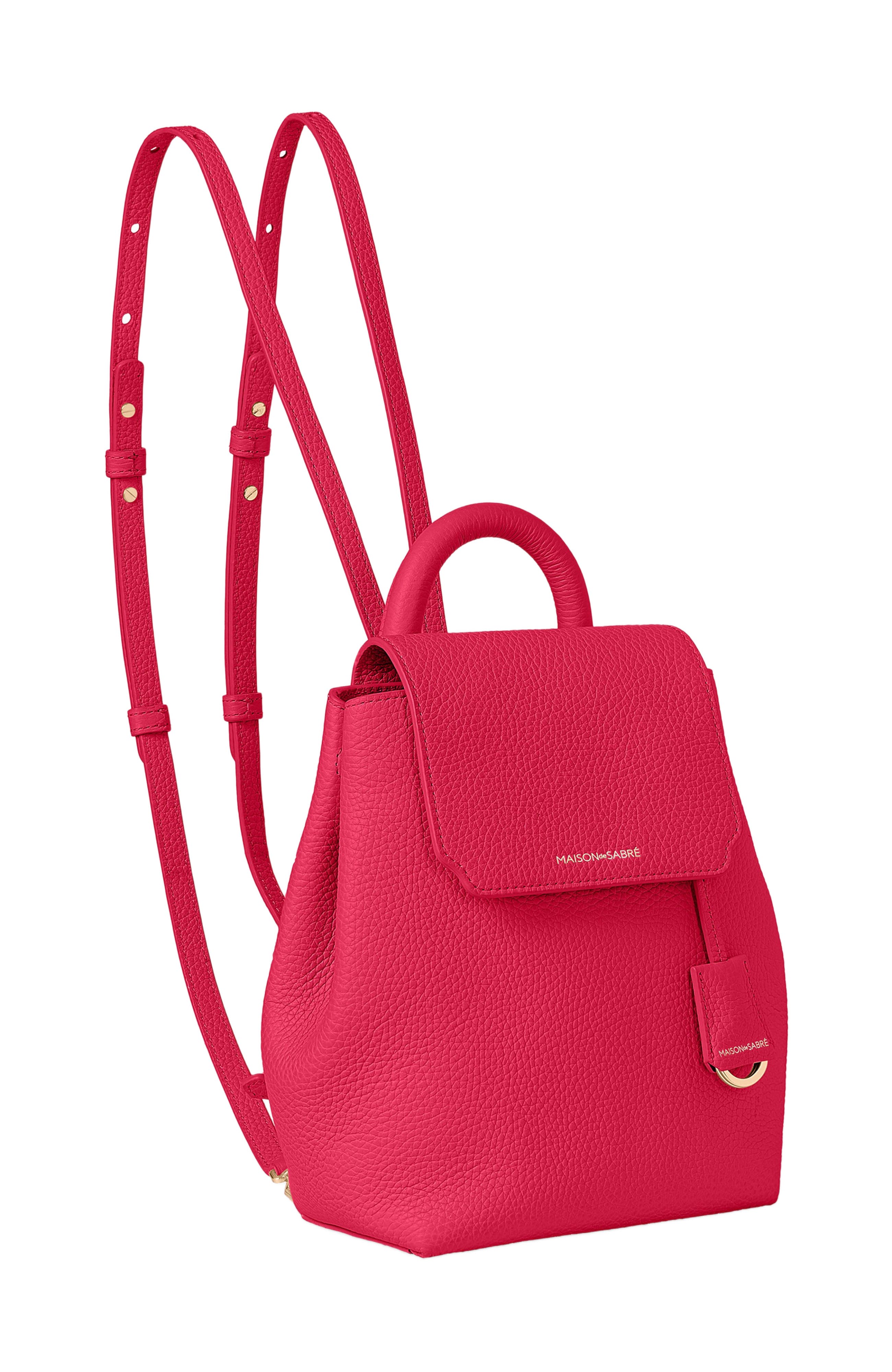 MAISON de SABRÉ Mini Soft Leather Backpack, Alternate, color, Shibuya Fuchsia