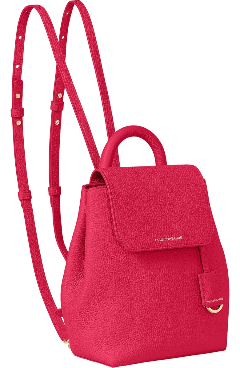MAISON de SABRÉ Mini Soft Leather Backpack, Alternate, color, Shibuya Fuchsia