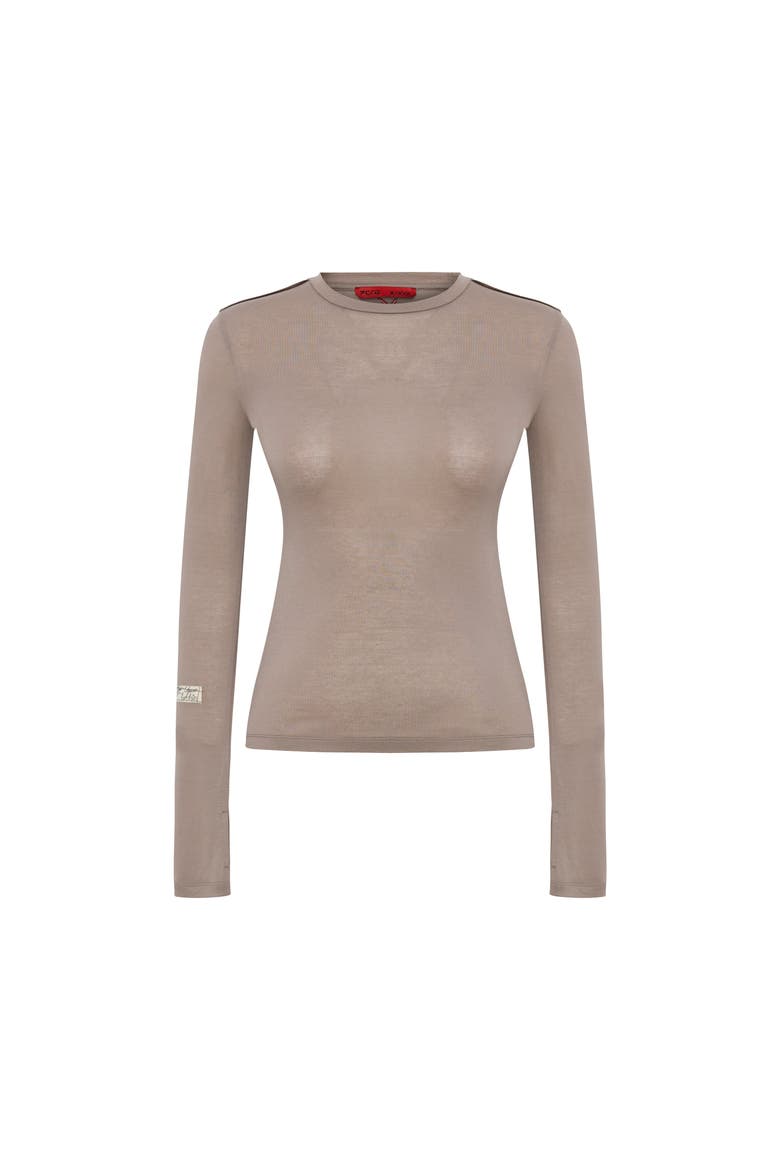 Silken Touch Sheer Long-Sleeve Top, Main, color, beige