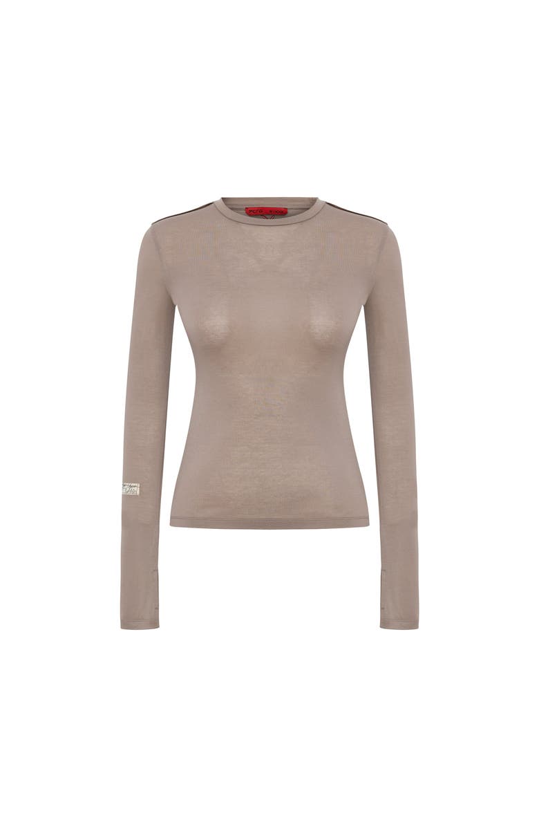 PCFG Silken Touch Sheer Long-Sleeve Top, Main, color, Beige