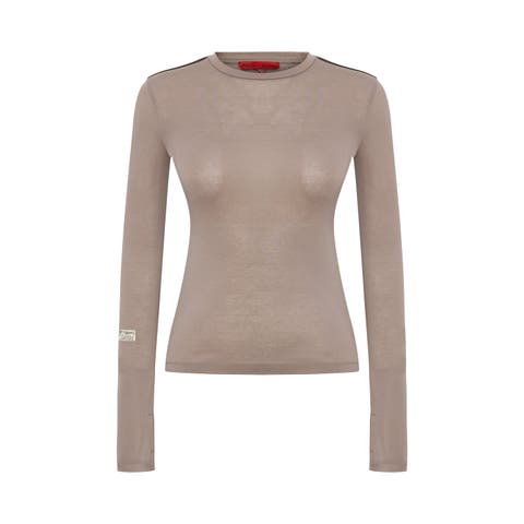 Silken Touch Sheer Long-Sleeve Top