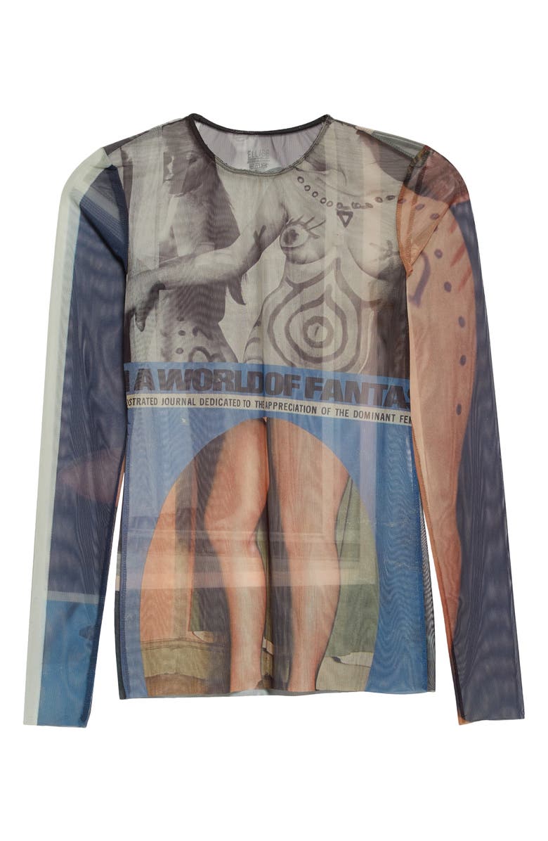ELLISS Living Print Long Sleeve Stretch Recycled Polyester Mesh Top, Alternate, color,