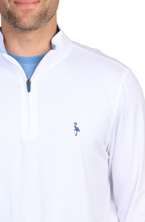 Tailorbyrd Mélange Mesh Performance Quarter Zip Pullover In White