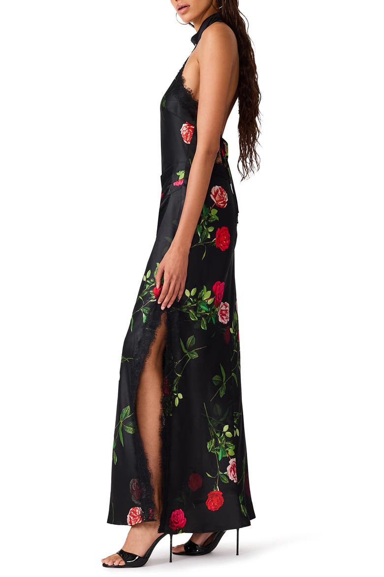 Lillene Floral Halter Dress, Alternate, color, MESA ROSE