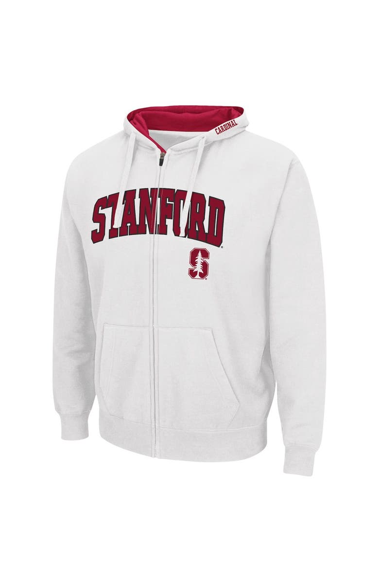 COLOSSEUM Men's Colosseum White Stanford Cardinal Arch & Logo 3.0 Full-Zip Hoodie, Alternate, color, White