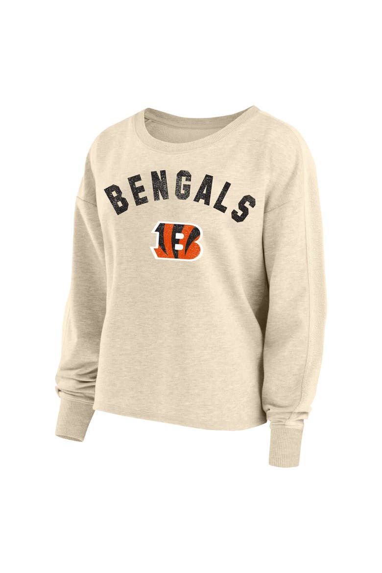 Women's Fanatics Branded Joe Burrow Oatmeal Cincinnati Bengals Plus Size Name & Number Crew Pullover Sweatshirt, Alternate, color, Oatmeal
