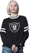 STARTER Women's Starter  Black Las Vegas Raiders Rally Drop Shoulder Cropped Sweatshirt