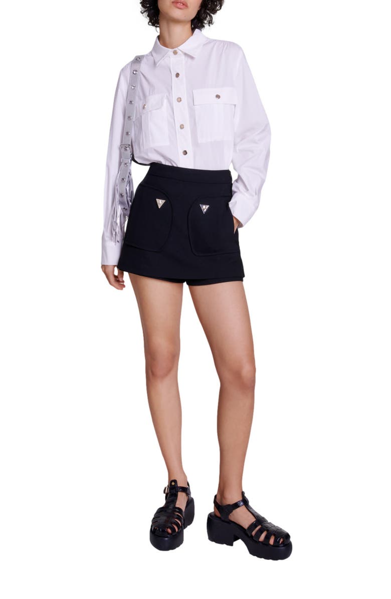 maje Imelda High Waist Shorts, Alternate, color, 
