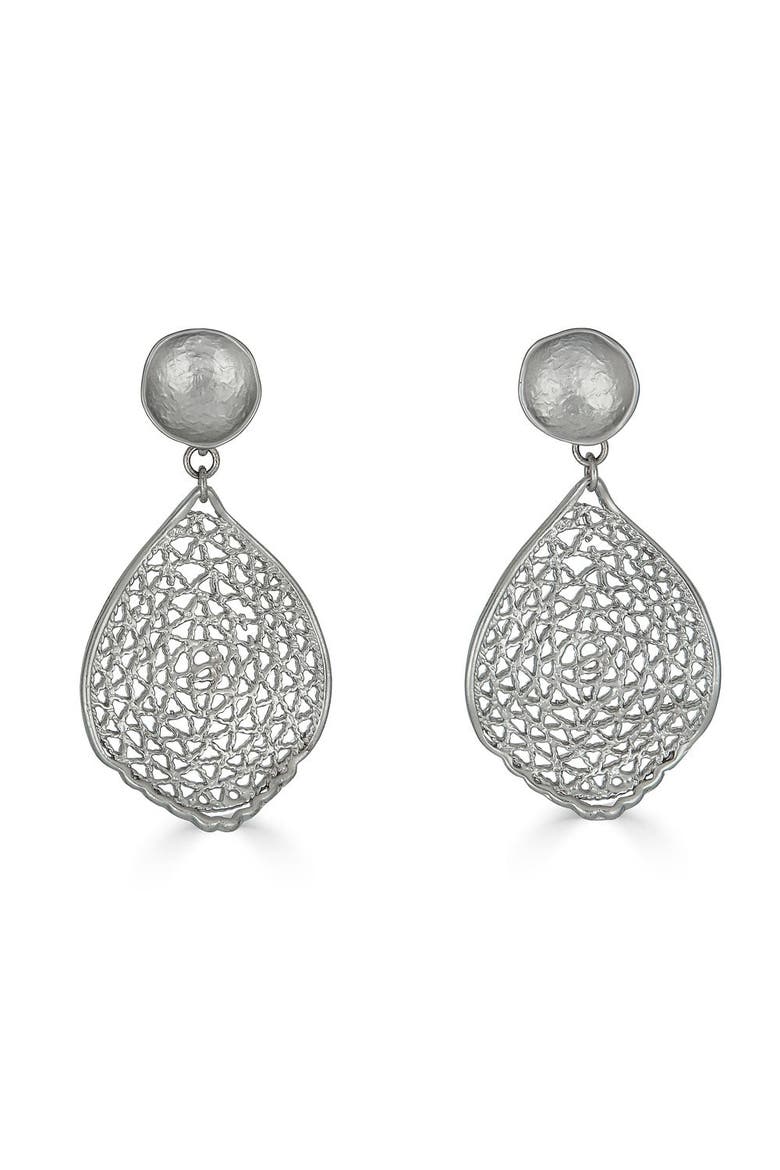 Teardrop Lace Earring, Main, color, Silver