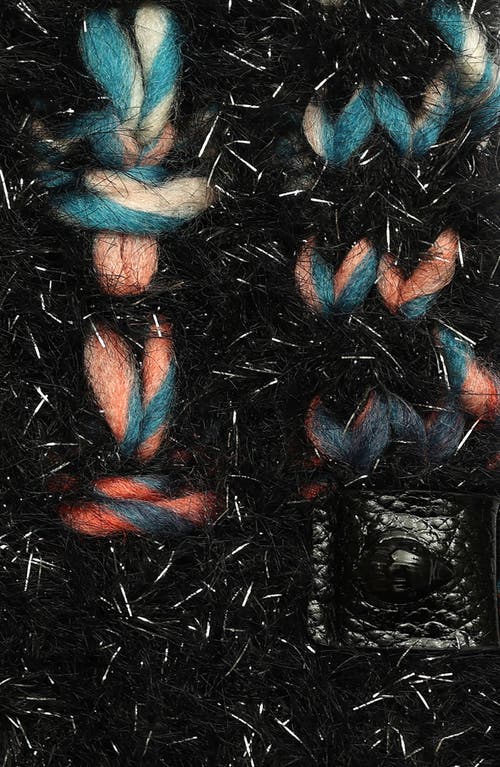 Kurt Geiger London Metallic Eyelash Rainbow Scarf In Black