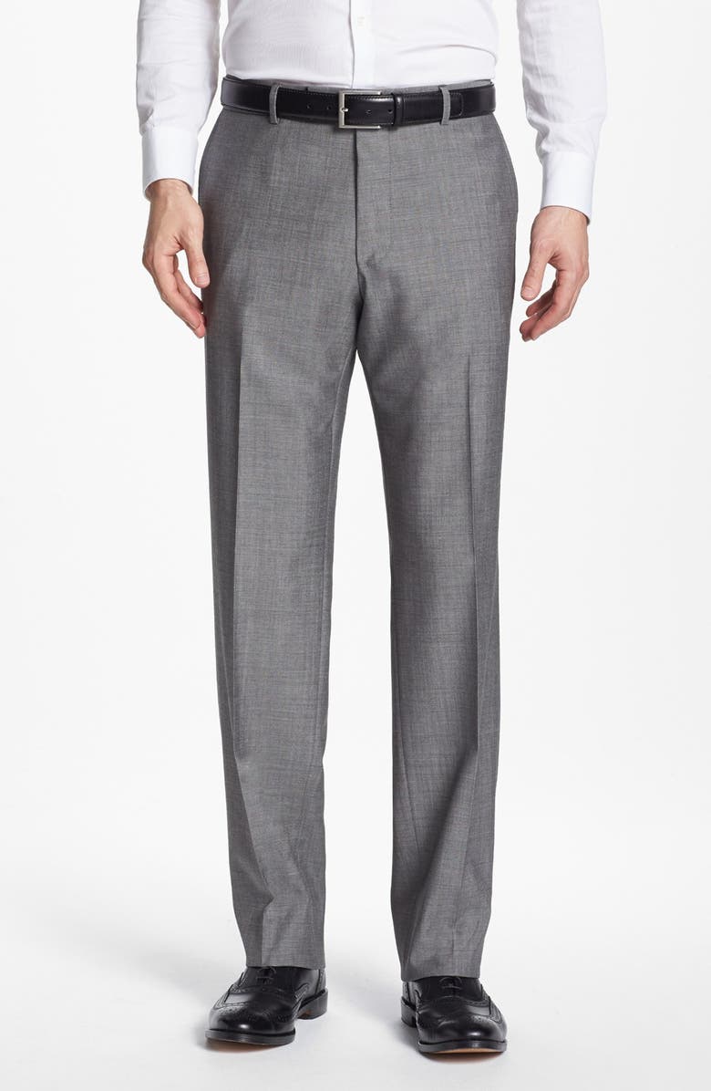 BOSS HUGO BOSS 'Jeffrey US' Flat Front Pinpoint Wool Trousers, Main, color,