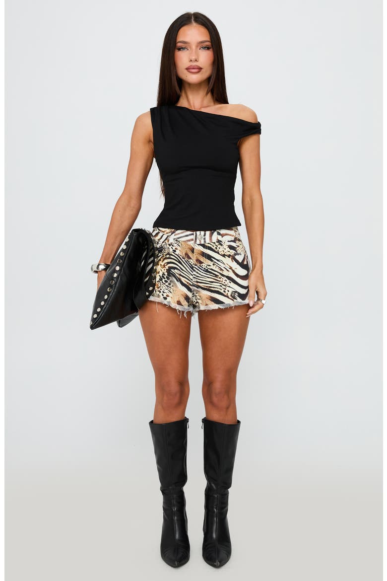 Danza One-Shoulder Top, Main, color, BLACK