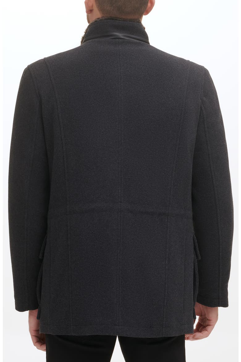 Wool Blend Faux Fur Lined Stand Collar Jacket, Alternate, color, CHARCOAL