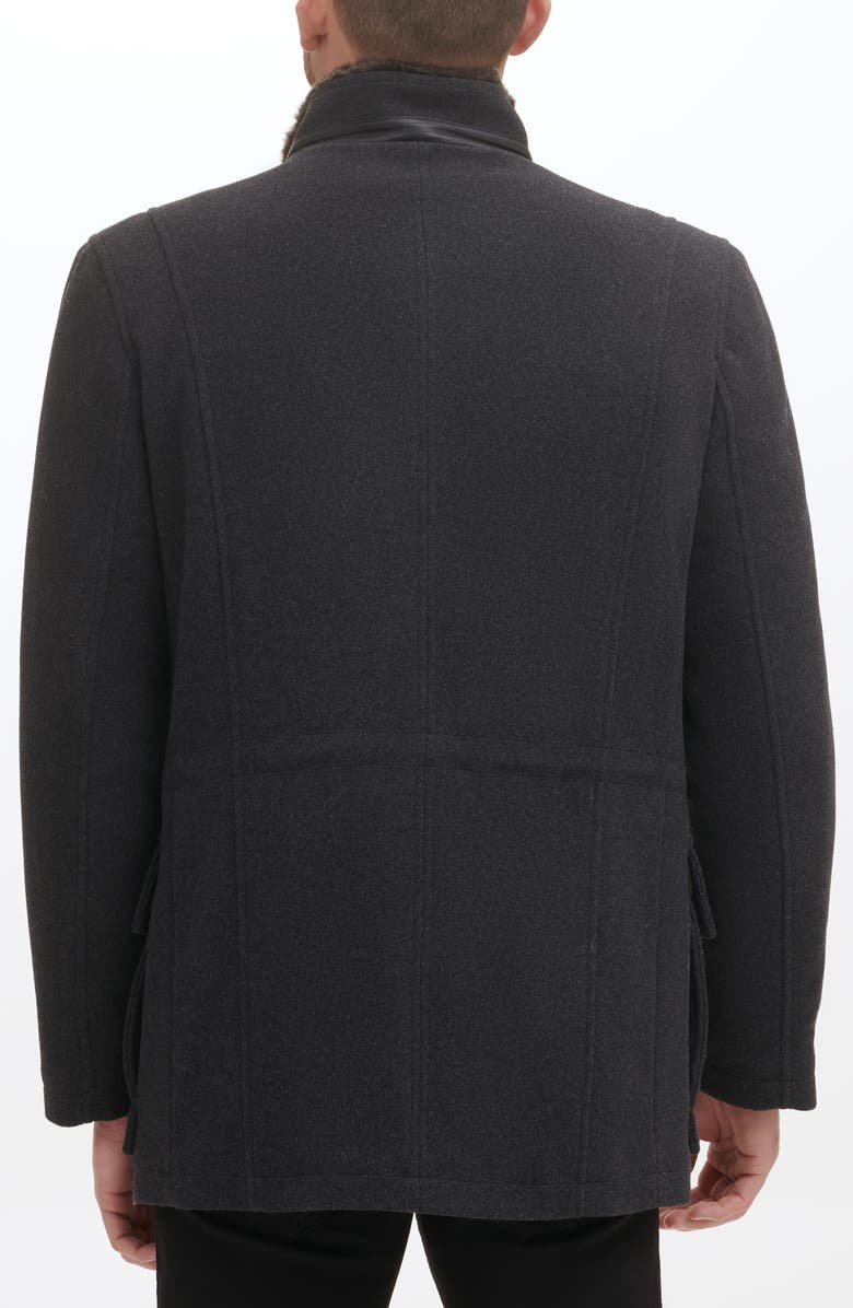 Cole Haan Signature Wool Blend Faux Fur Lined Stand Collar Jacket, Alternate, color, Charcoal