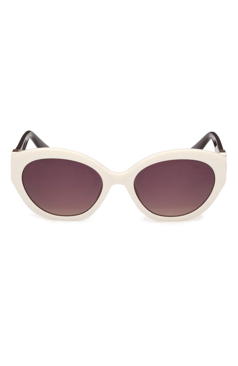 GUESS Oval Sunglasses, Main, color, White / Gradient Smoke