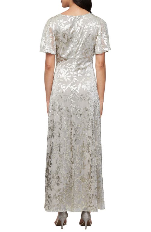 Sl Fashions Foil Border Gown In Silver