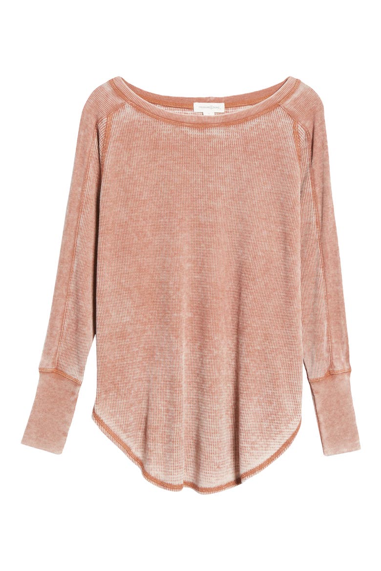 Thermal Knit Shirttail Hem Long Sleeve Tee, Alternate, color, RUST SEQUOIA