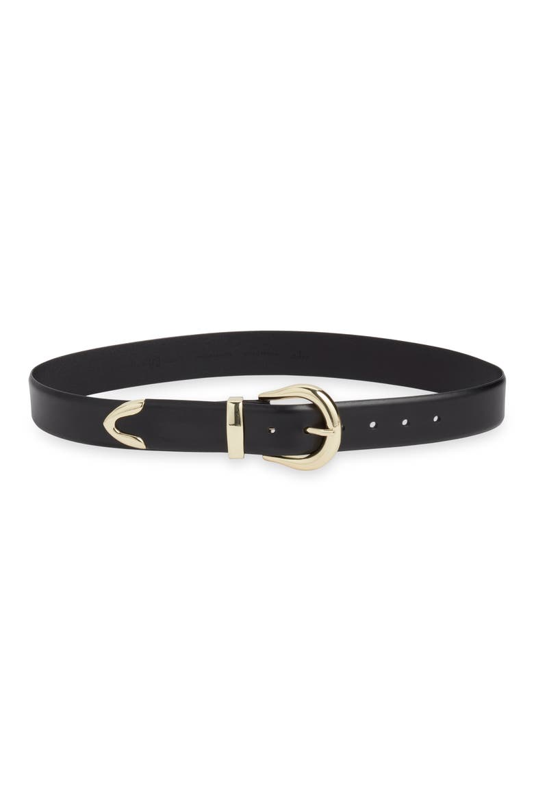 Calista Leather Belt, Main, color, BLACK
