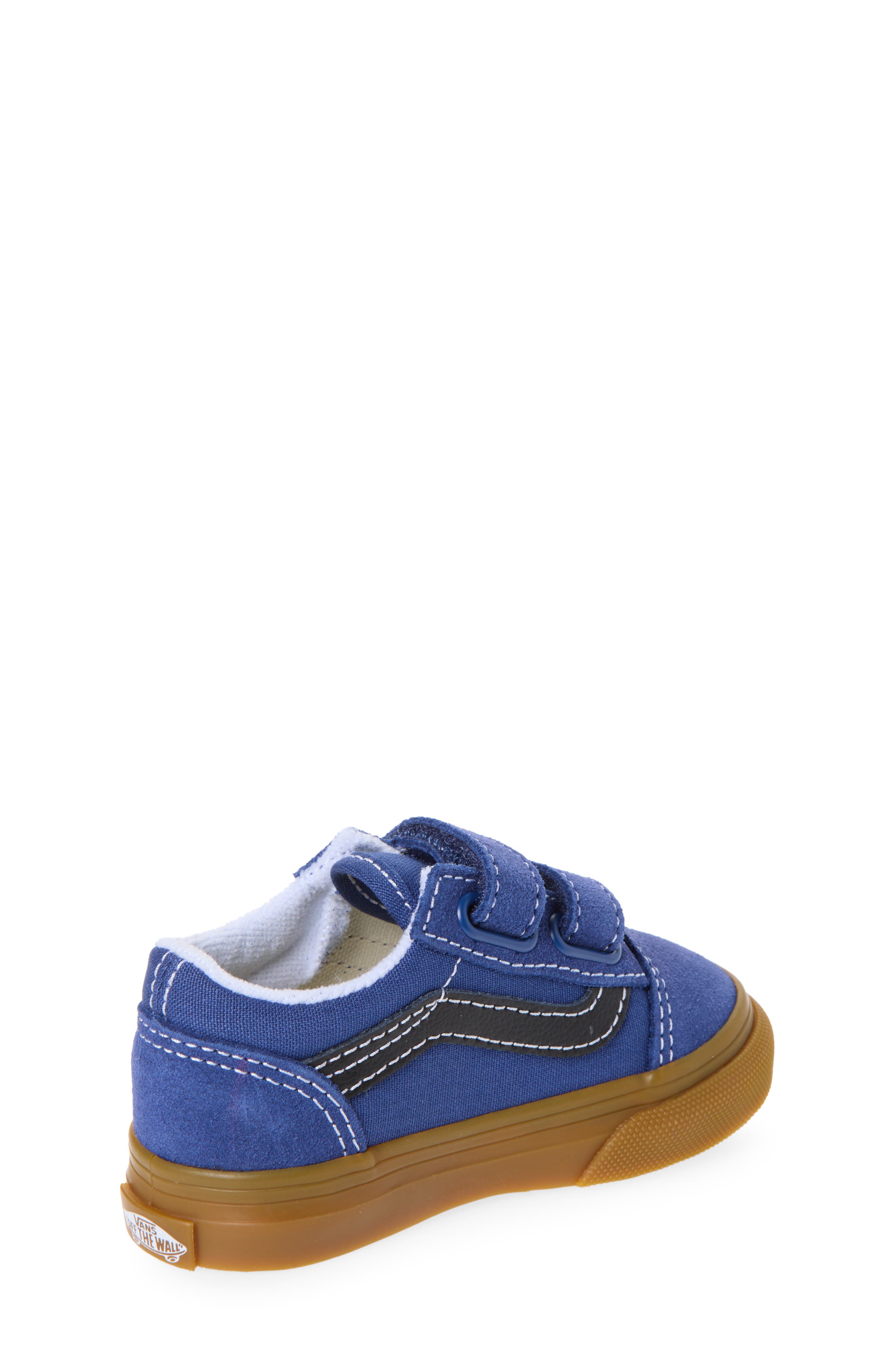 Kids' Old Skool V Leather Sneaker, Alternate, color, GUM TRUE NAVY