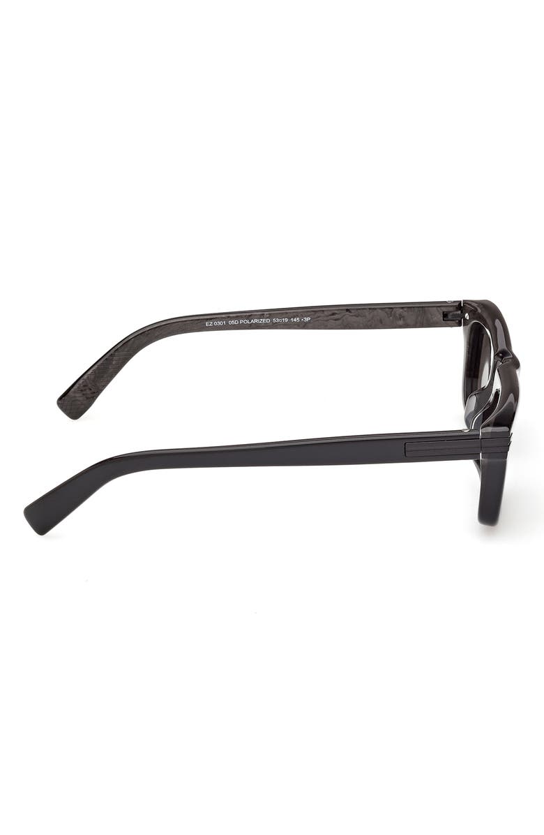 ZEGNA 55mm Round Sunglasses, Alternate, color, Black And Grey Marble / Smoke