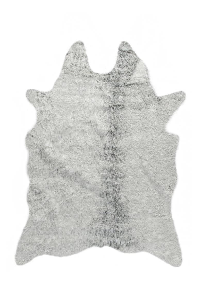 LUXE Faux Cowhide Rug - Grey, Main, color, 