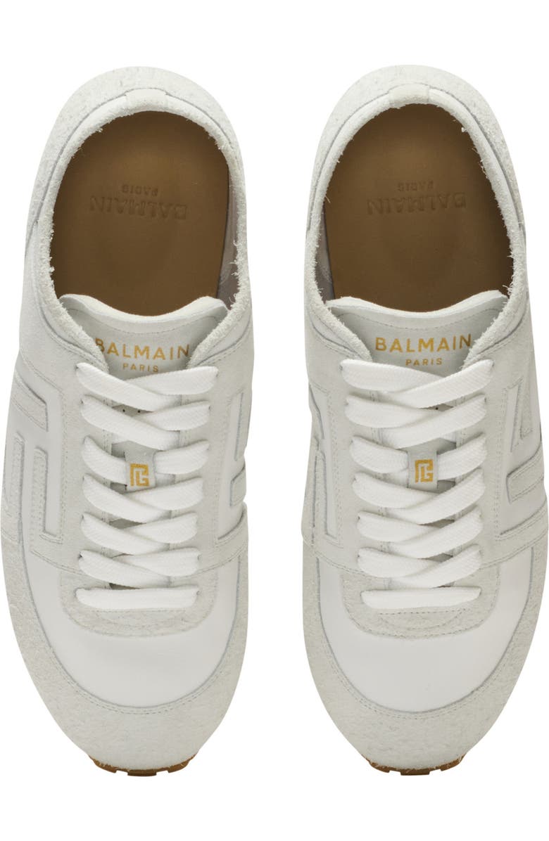 Balmain Racer 45 trainers in lambskin and suede, Alternate, color, White