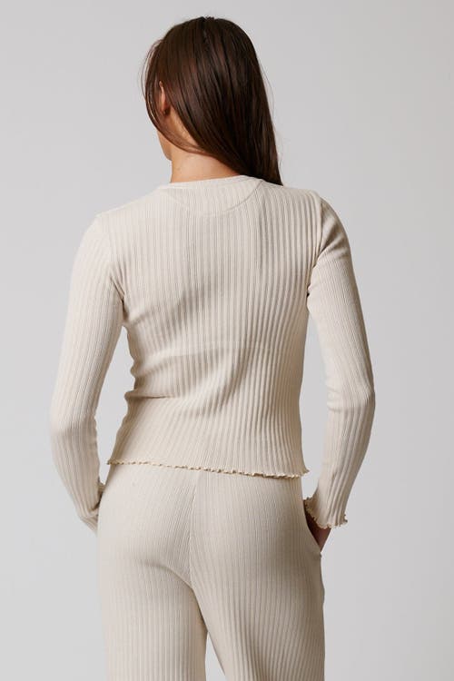 Leisure Lab Cotton Rib Long Sleeve In Cream