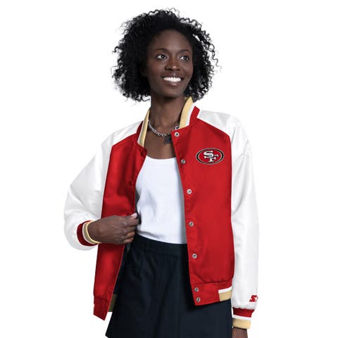 Women's Starter  Scarlet/White San Francisco 49ers Raglan Blitz Full-Snap Varsity Jacket