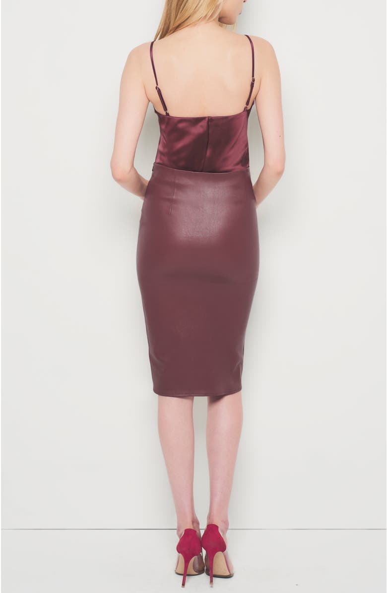 AS by DF Claude Stretch Leather Skirt, Alternate, color, Decadent Wine