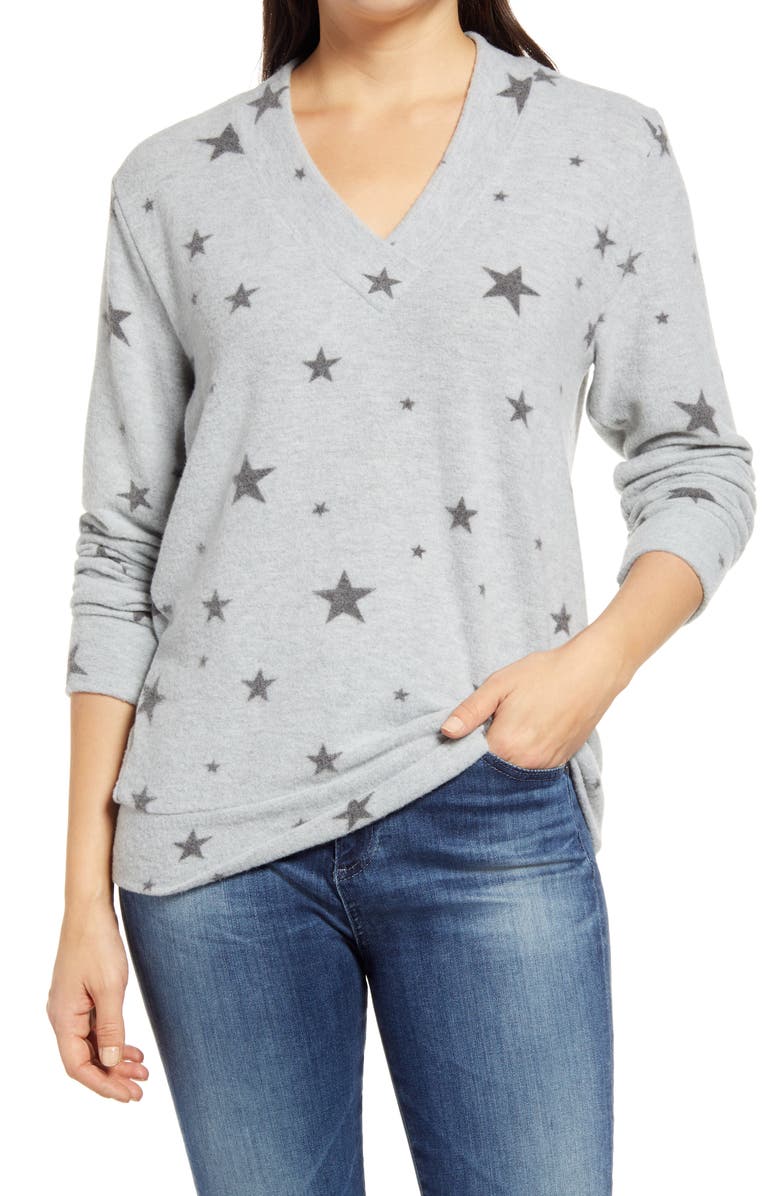 Loveappella Star V-Neck Top, Main, color, 
