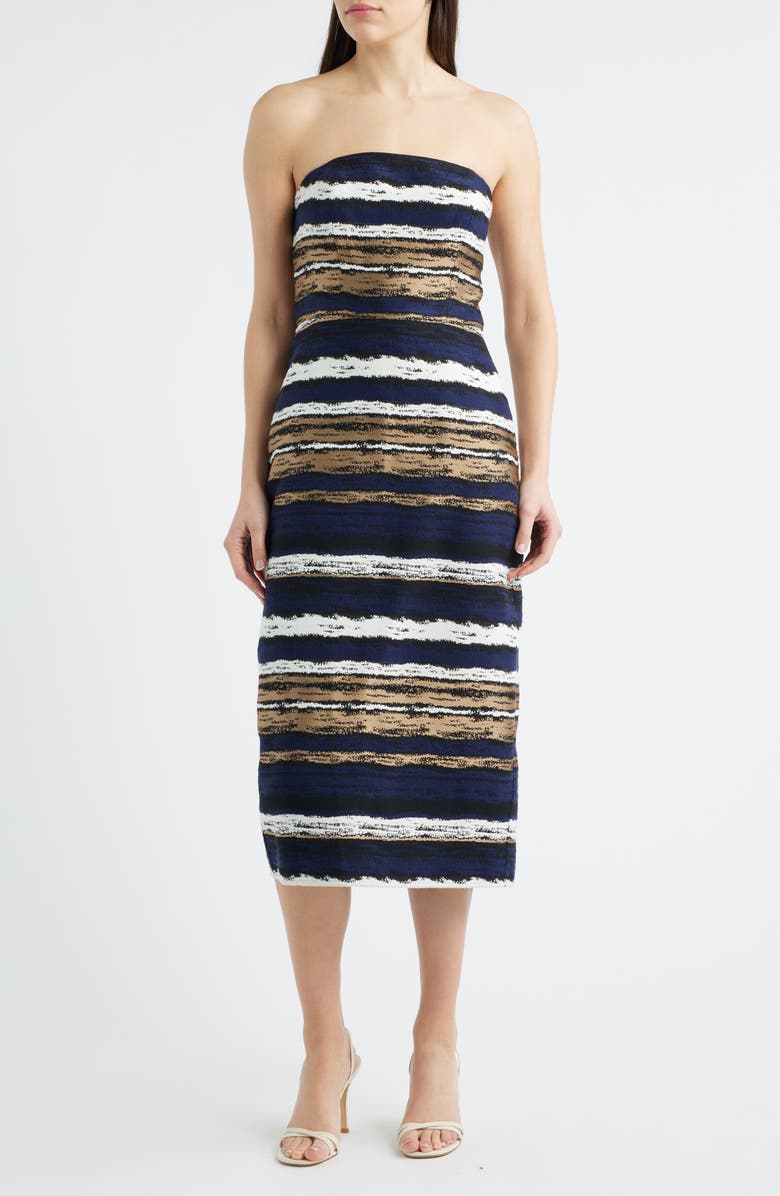 Sam Edelman Strapless Brocade Dress, Main, color, Navy