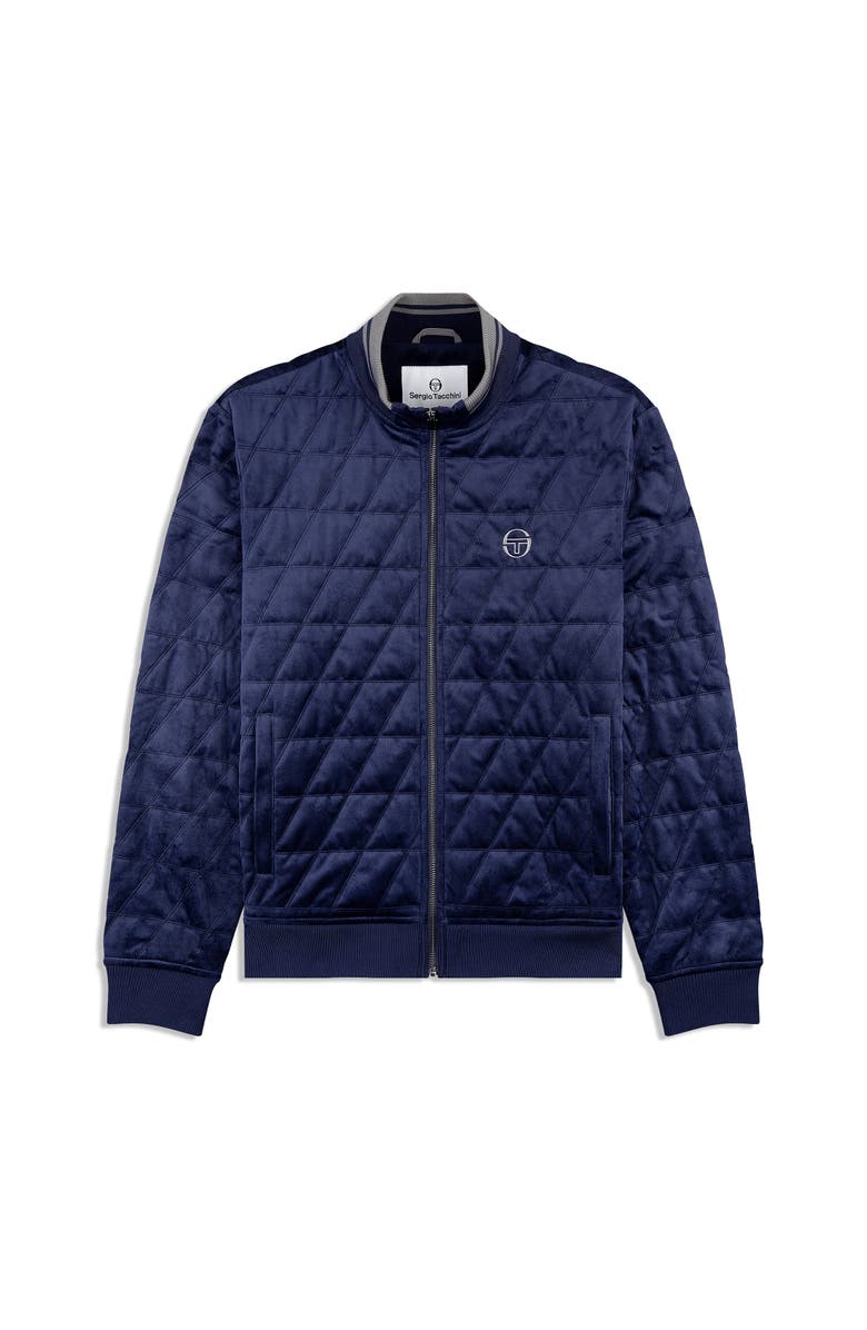 Sergio Tacchini Redi Quilted Velour Bomber Jacket, Alternate, color, Maritime Blue