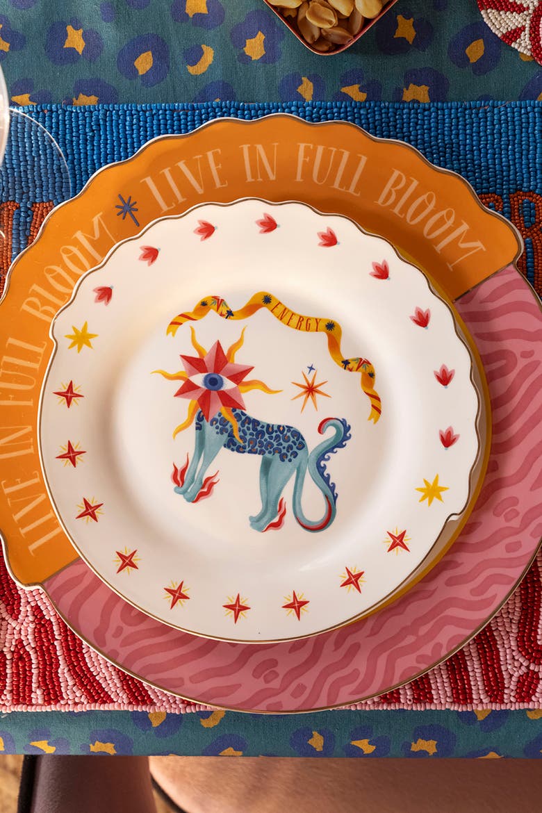 Luohu Porcelain Service Plate 11" Set of 2, Alternate, color, Pink