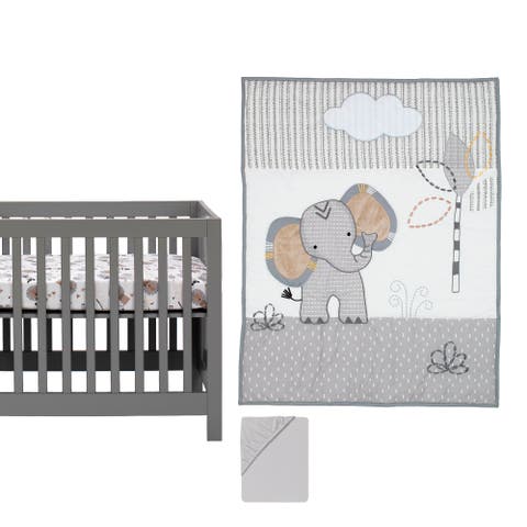 Jungle Safari Elephant 3-Piece Mini Crib Bedding Set