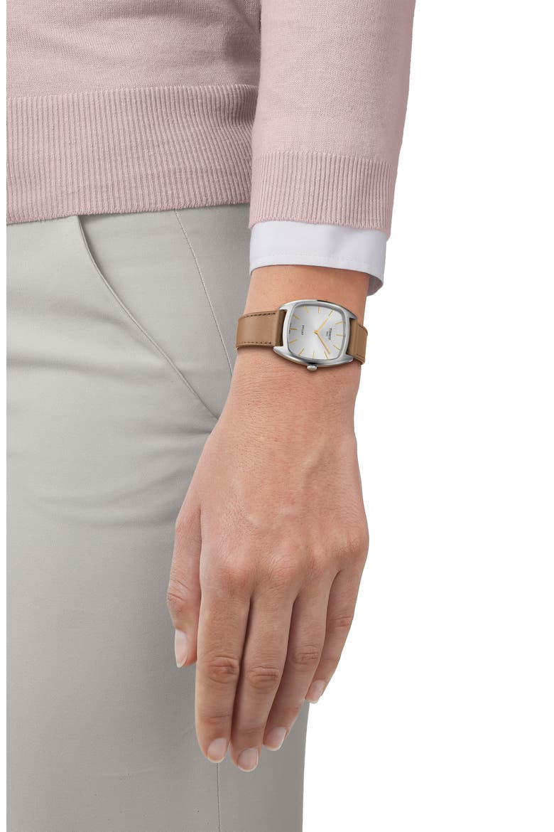 Stylist Leather Strap Watch, 32mm, Alternate, color, SILVER
