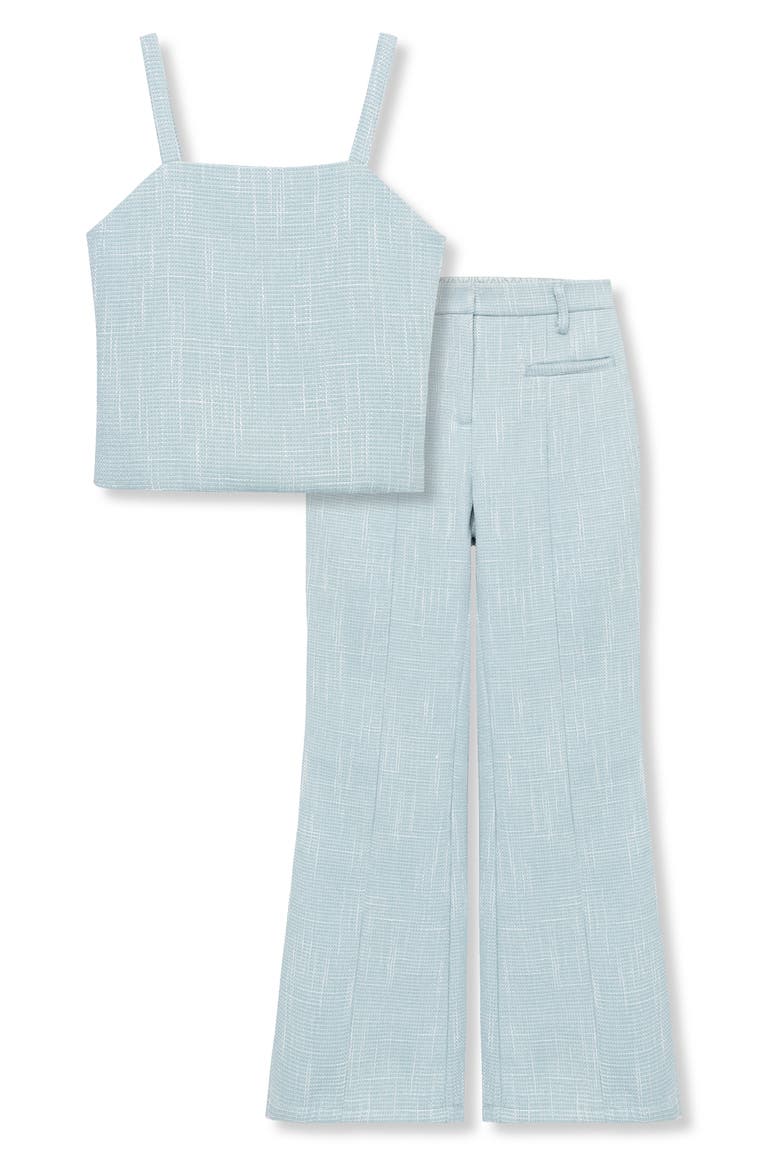 Kids' Novelty Tweed Tank Top & Flare Pants Set, Main, color, LIGHT GREEN