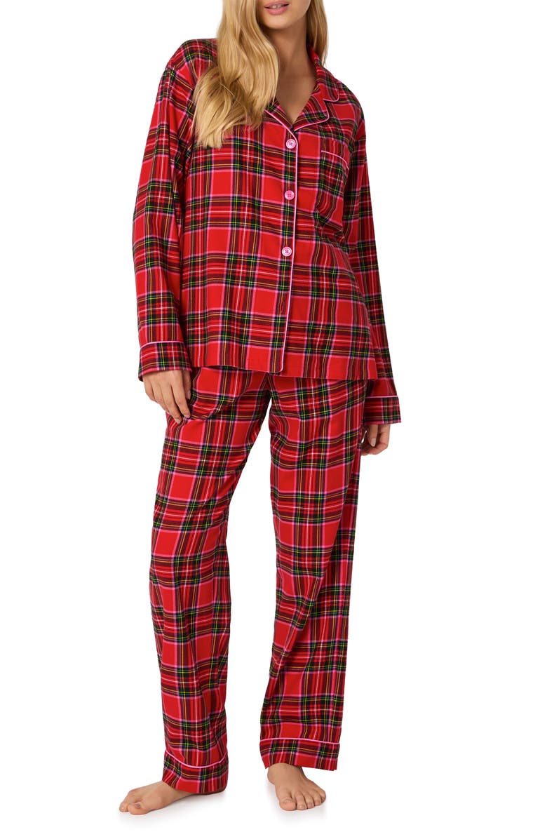 BedHead Pajamas Print Long Sleeve Organic Cotton Jersey Pajamas, Main, color, Christmas Plaid