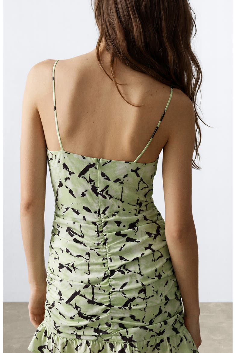 Tie Dye Front Keyhole Ruched Minidress, Alternate, color, LIME