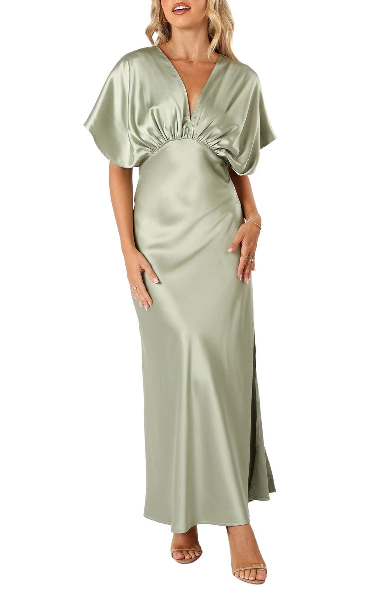 Petal & Pup Ricki Satin Gown, Main, color, 