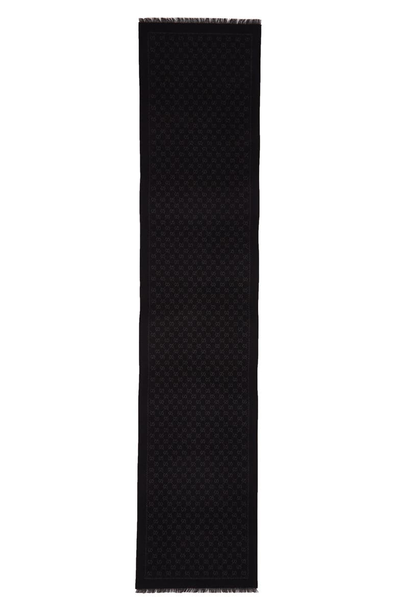 Gucci Double-G Logo Metallic Jacquard Scarf, Main, color, 