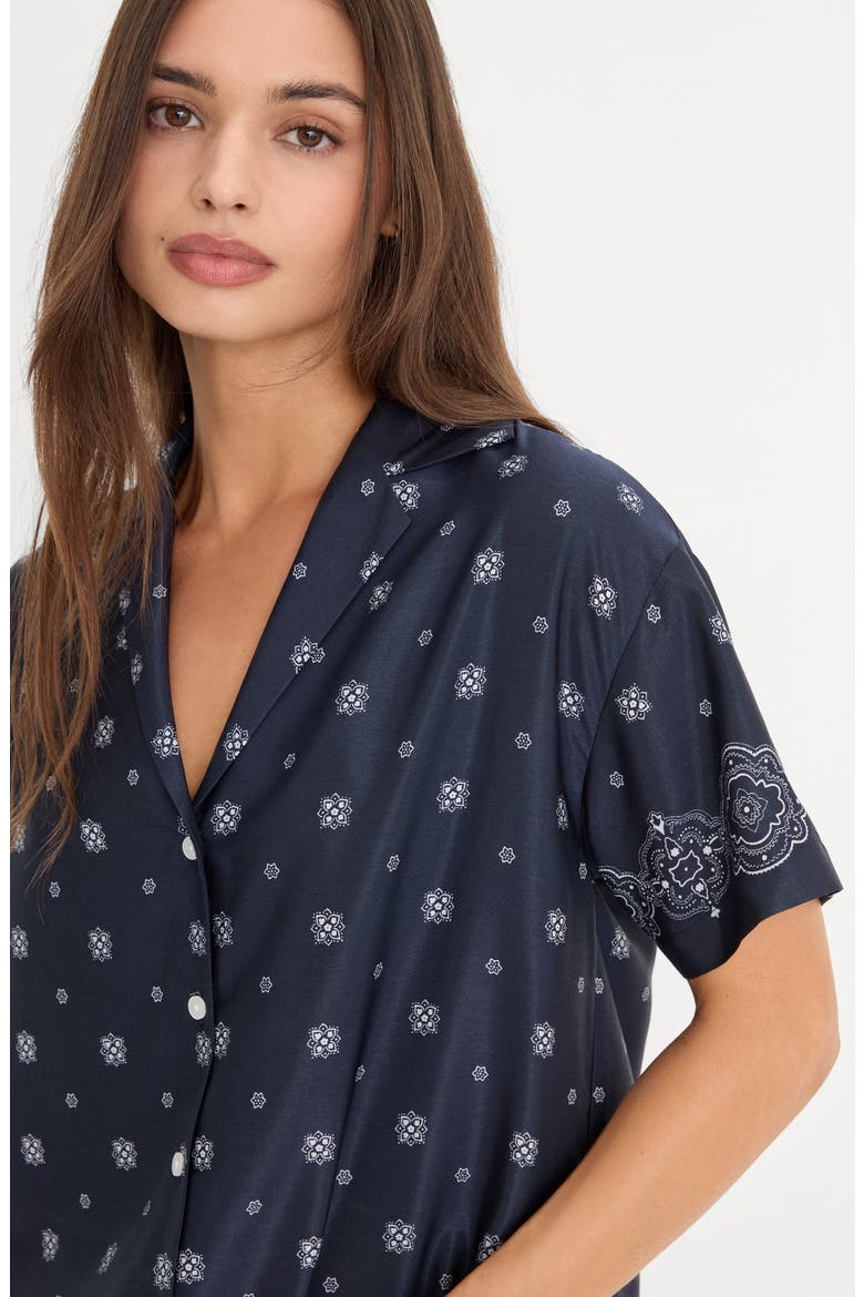 The Medallion Print Button-Up Camp Shirt, Alternate, color, BANDANA